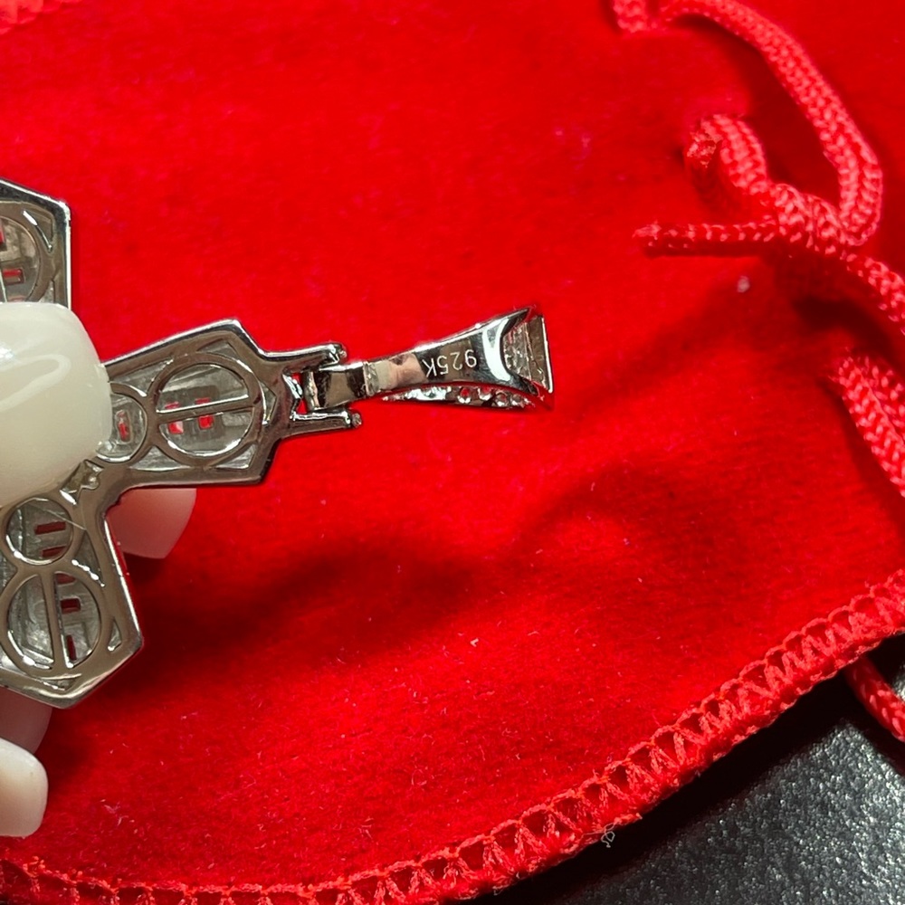 Solid 925 Silver Cross Praying Hands Pendant - image 3